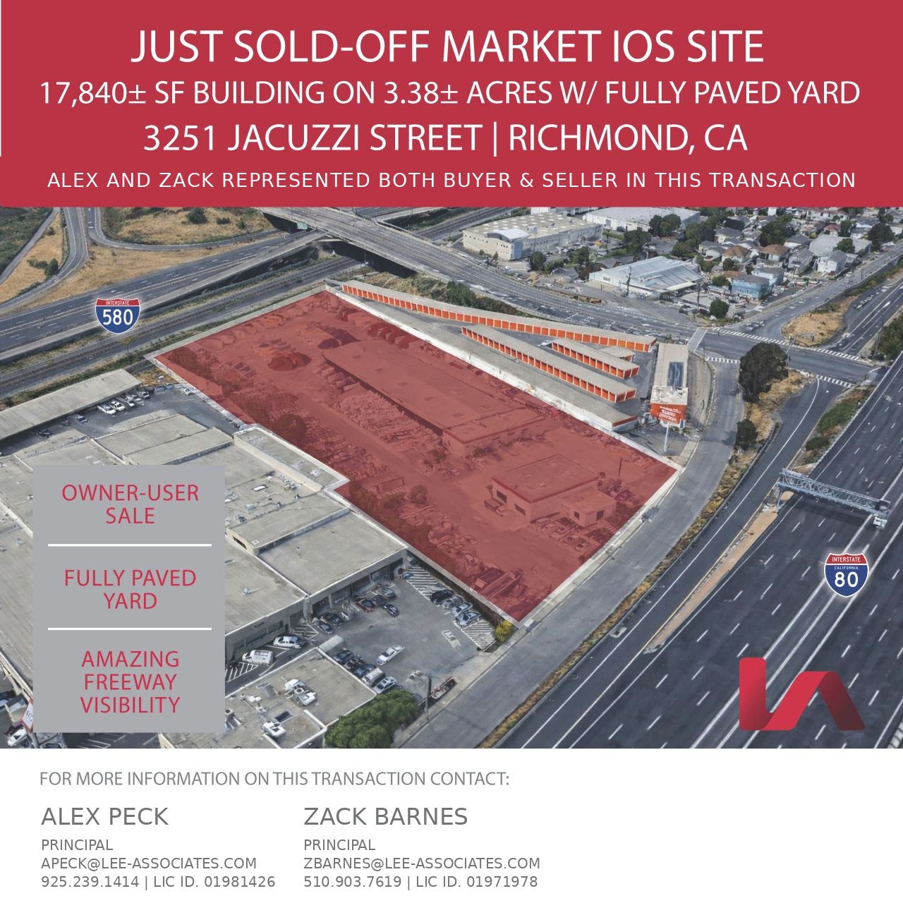 Just Sold - 3251 Jacuzzi St, Richmond - ±17,840 SF IOS site on ±3.38 fully paved acres at the I-80/I-580 interchange